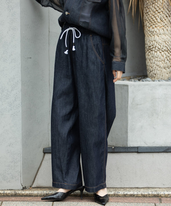 【定番】デニム＆ヒッコリー ワイドイージーパンツ