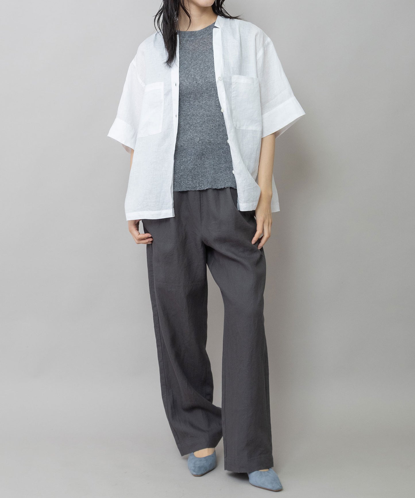 【吸水性】【発散性】60sフレンチリネンハーフスリーブシャツ
