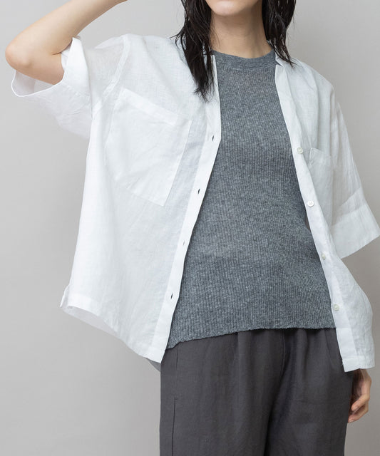 【吸水性】【発散性】60sフレンチリネンハーフスリーブシャツ