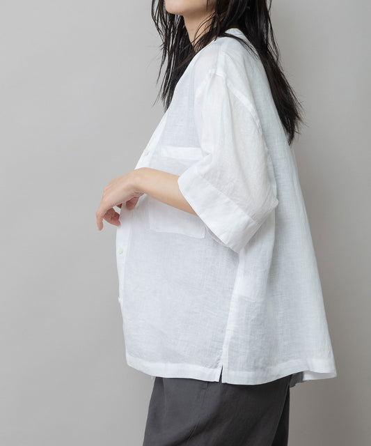 【吸水性】【発散性】60sフレンチリネンハーフスリーブシャツ