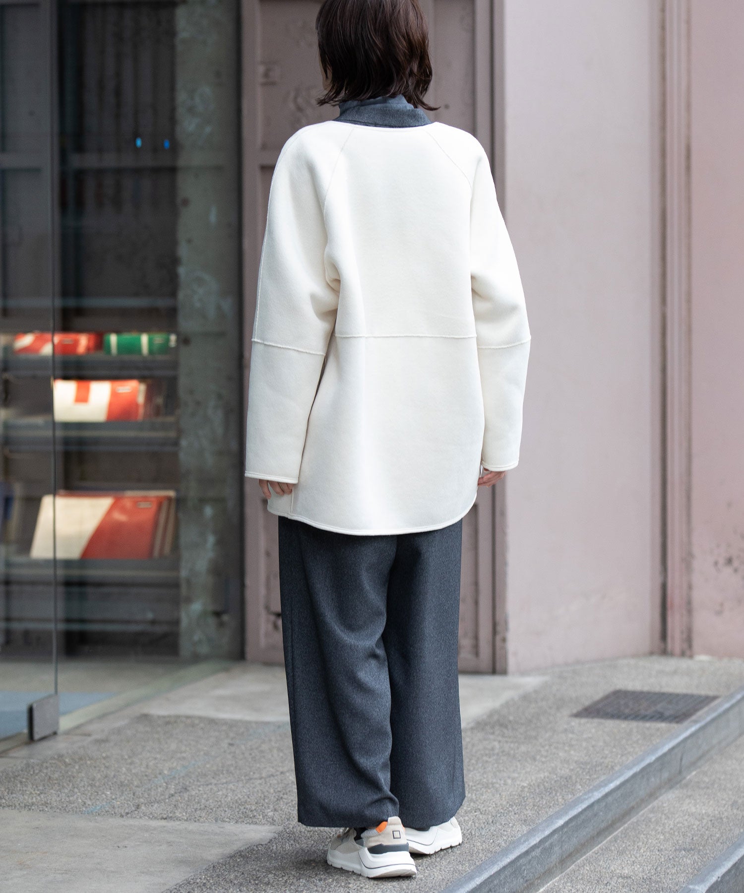 ウールシープボアムートンリバーシブルノーカラーコート – Munich web shop