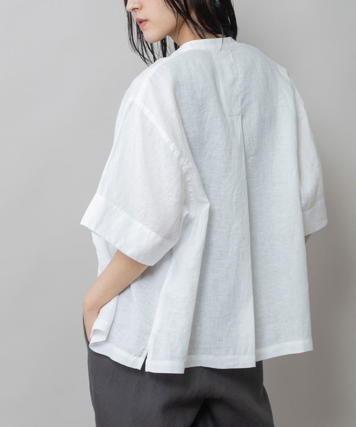 【吸水性】【発散性】60sフレンチリネンハーフスリーブシャツ