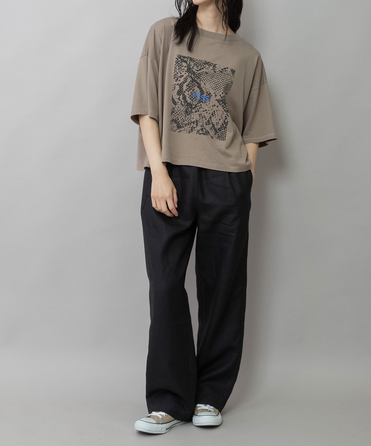 コットンジャージパイソン柄プリントTシャツ