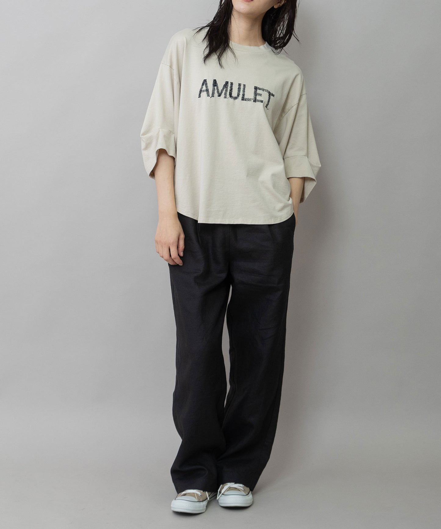 コットンジャージロゴ刺繍Tシャツ