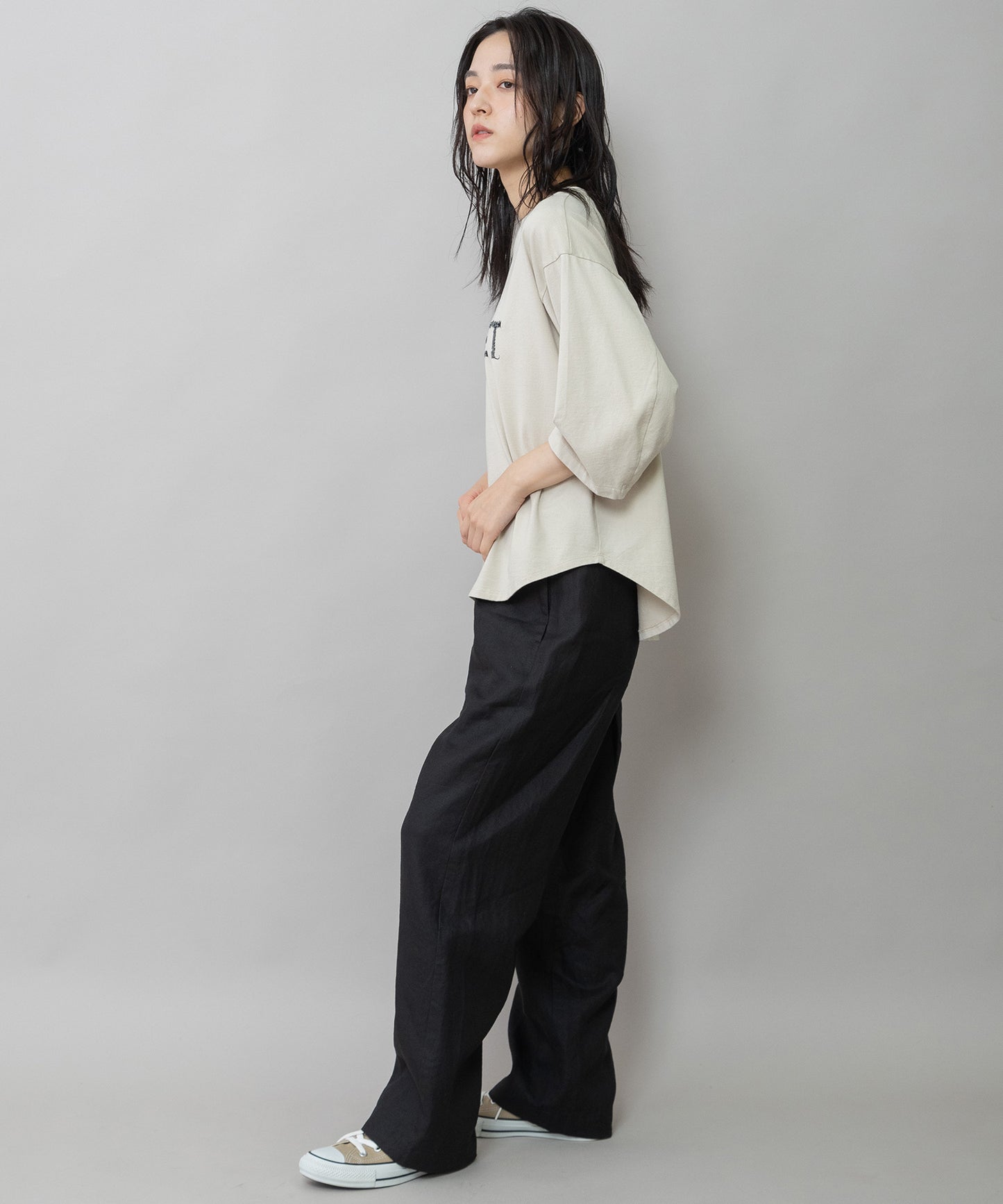 コットンジャージロゴ刺繍Tシャツ