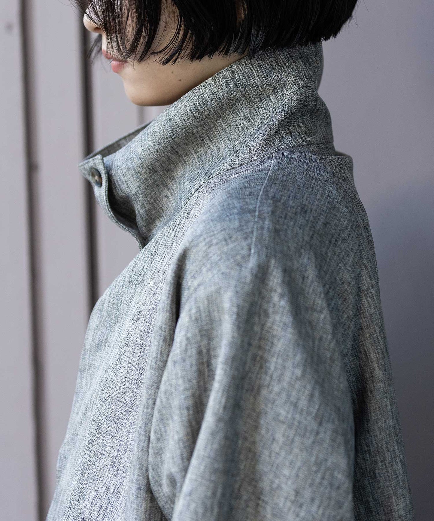 【ウォッシャブル】【防シワ】ツイード調ツイル×メッシュレイヤードジップブルゾン