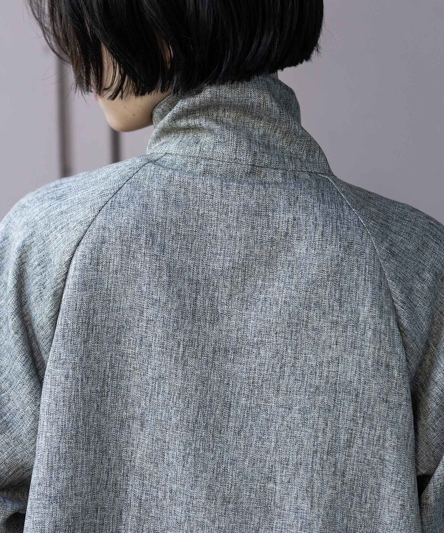 【ウォッシャブル】【防シワ】ツイード調ツイル×メッシュレイヤードジップブルゾン