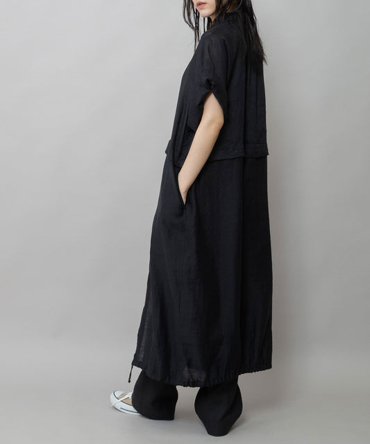 【吸水性】【発散性】60sフレンチリネン×シアーローンドッキングシャツワンピース