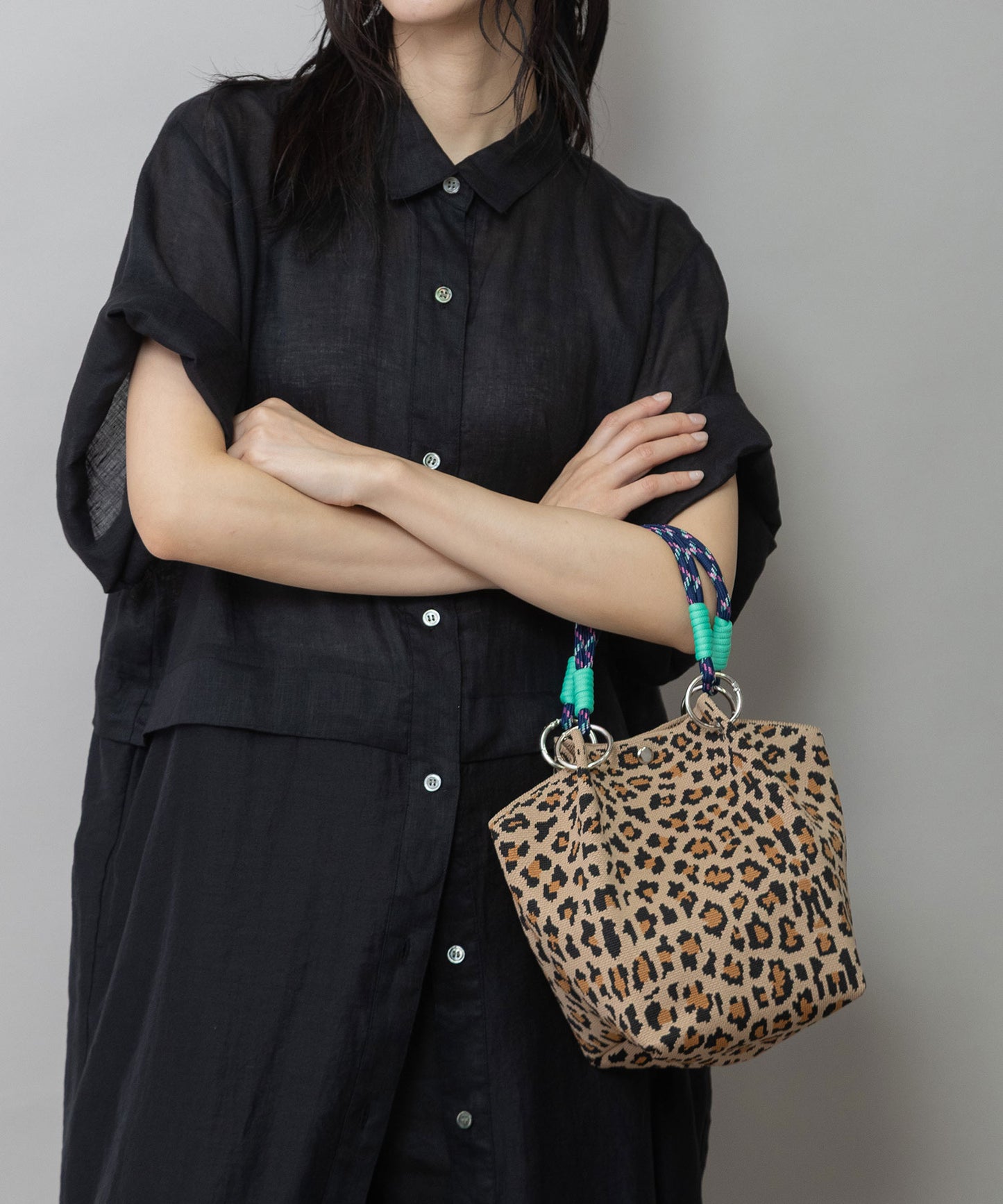 レオパードジャガードハンドバッグ