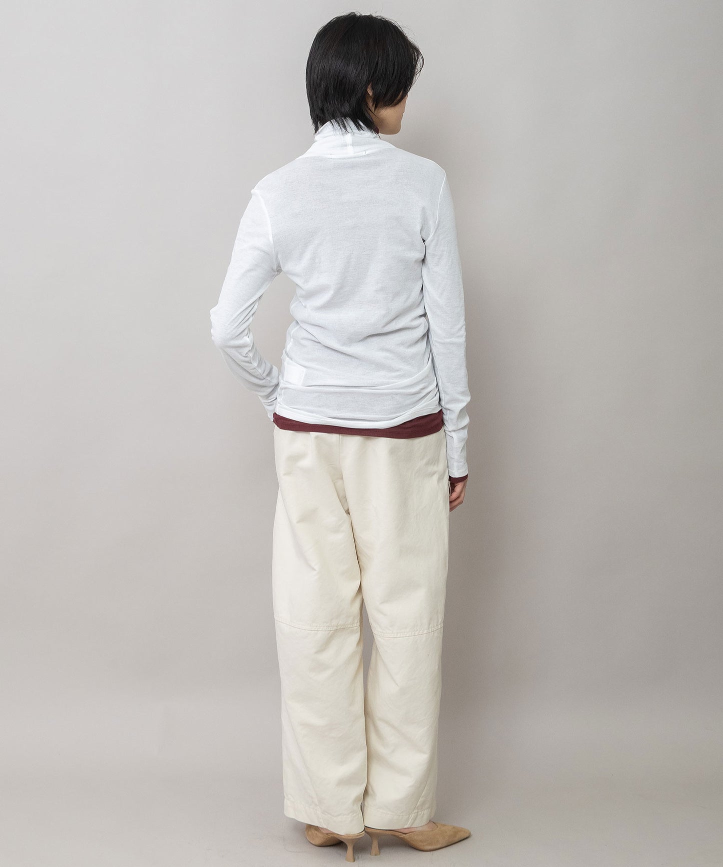 【定番】シアーストレッチリブタートルネックプルオーバー