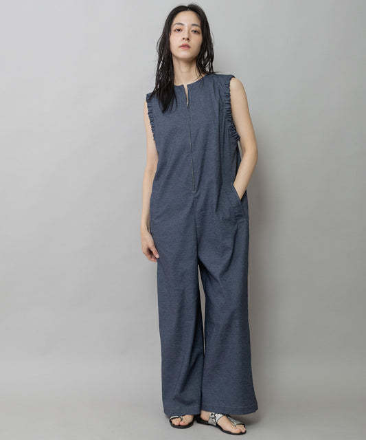 【UVカット】【接触冷感】【速乾性】ヘンプシャンブレーコンビネゾン