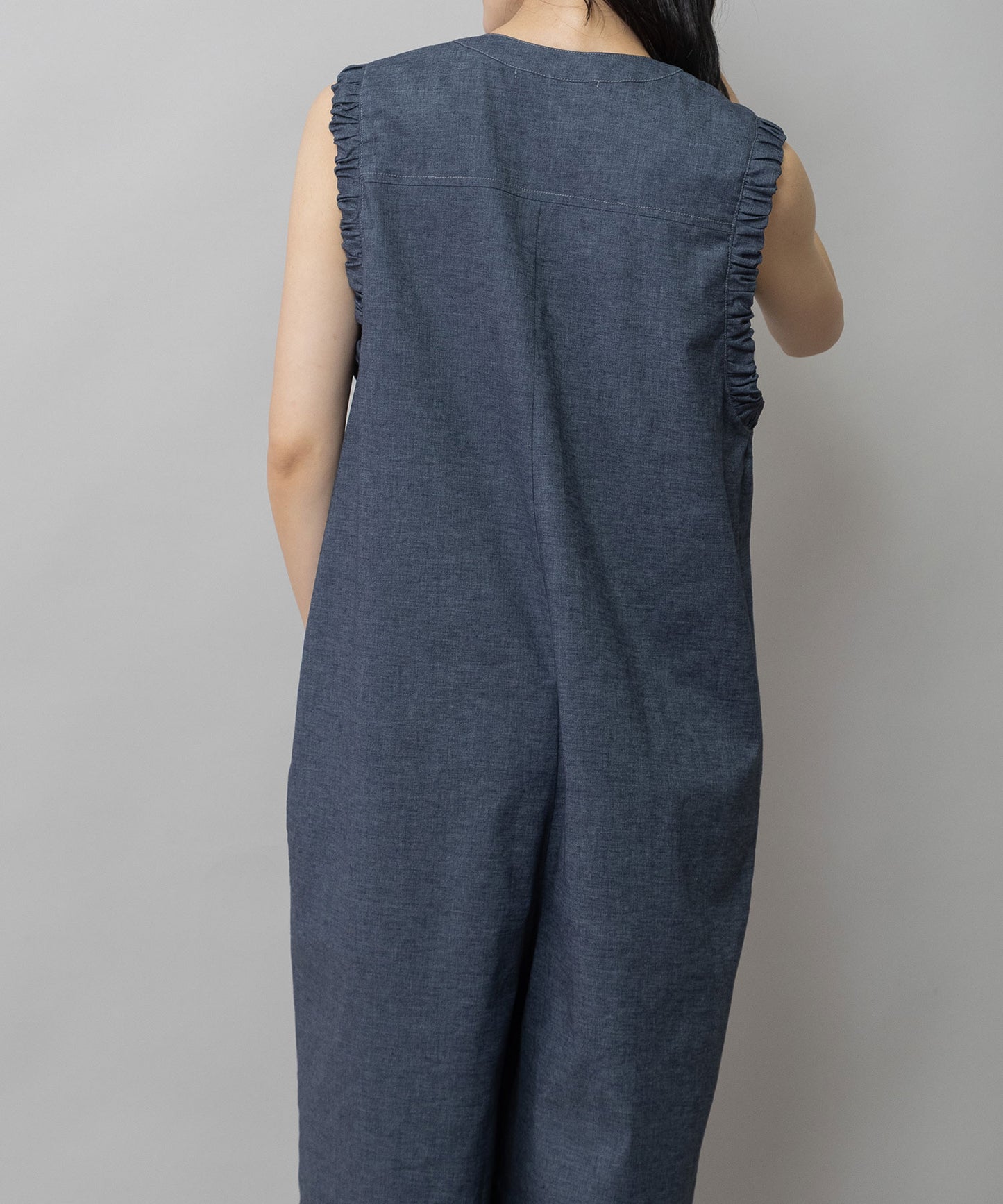 【UVカット】【接触冷感】【速乾性】ヘンプシャンブレーコンビネゾン