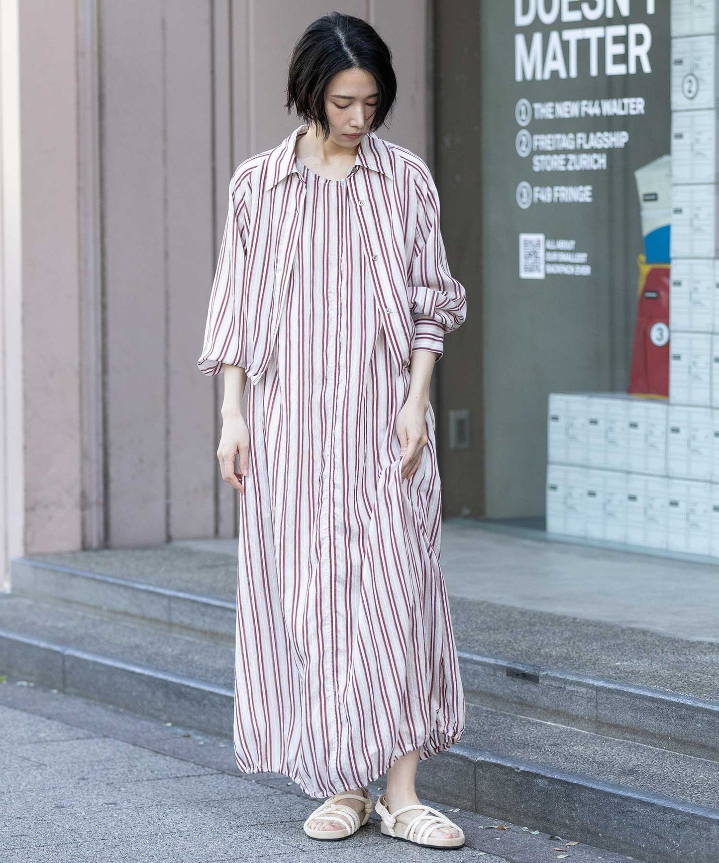 【Turkey】ストライプクロップドシャツ