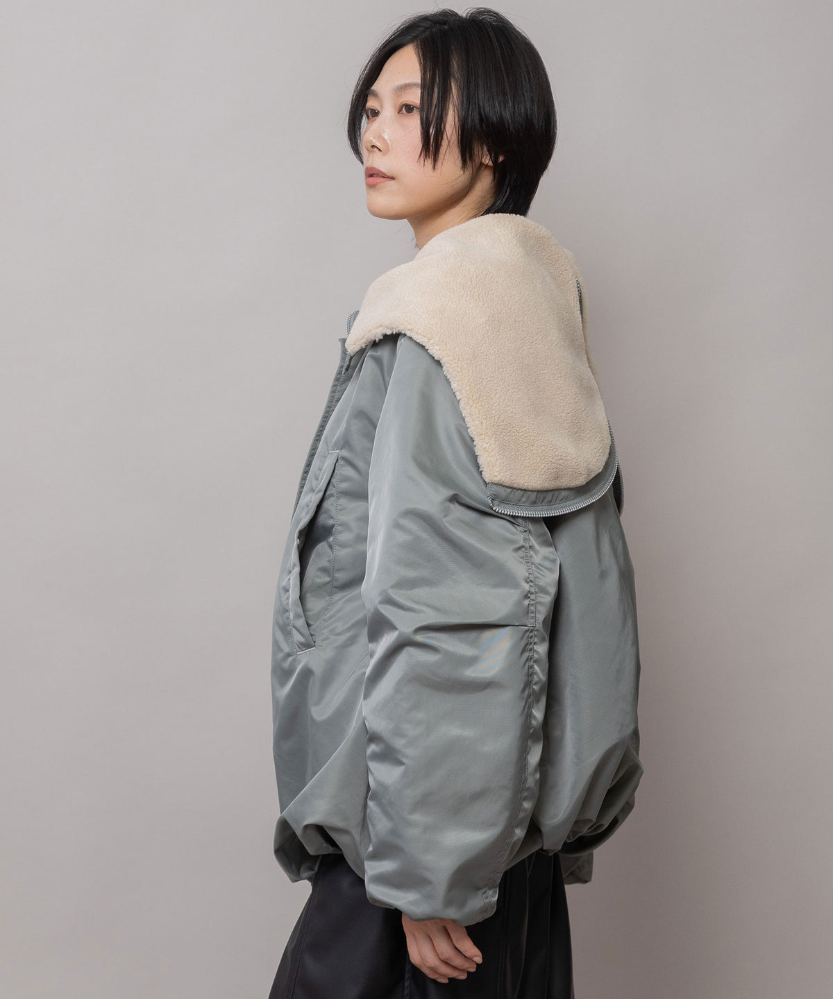 ナイロンツイル×ウールボア バルーンフライトジャケット