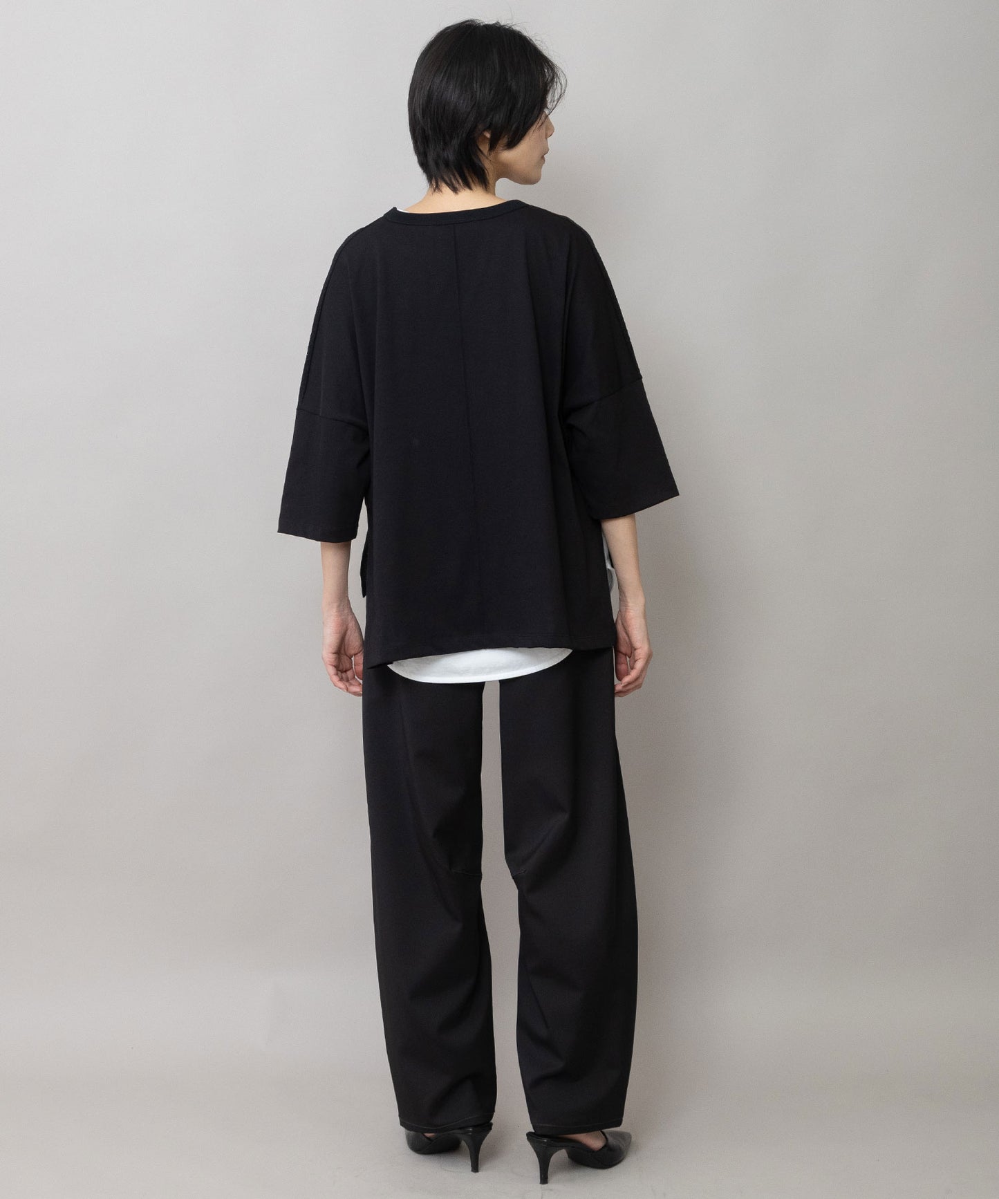 コットンレーシージャガード×ジャージ ワイドTシャツ