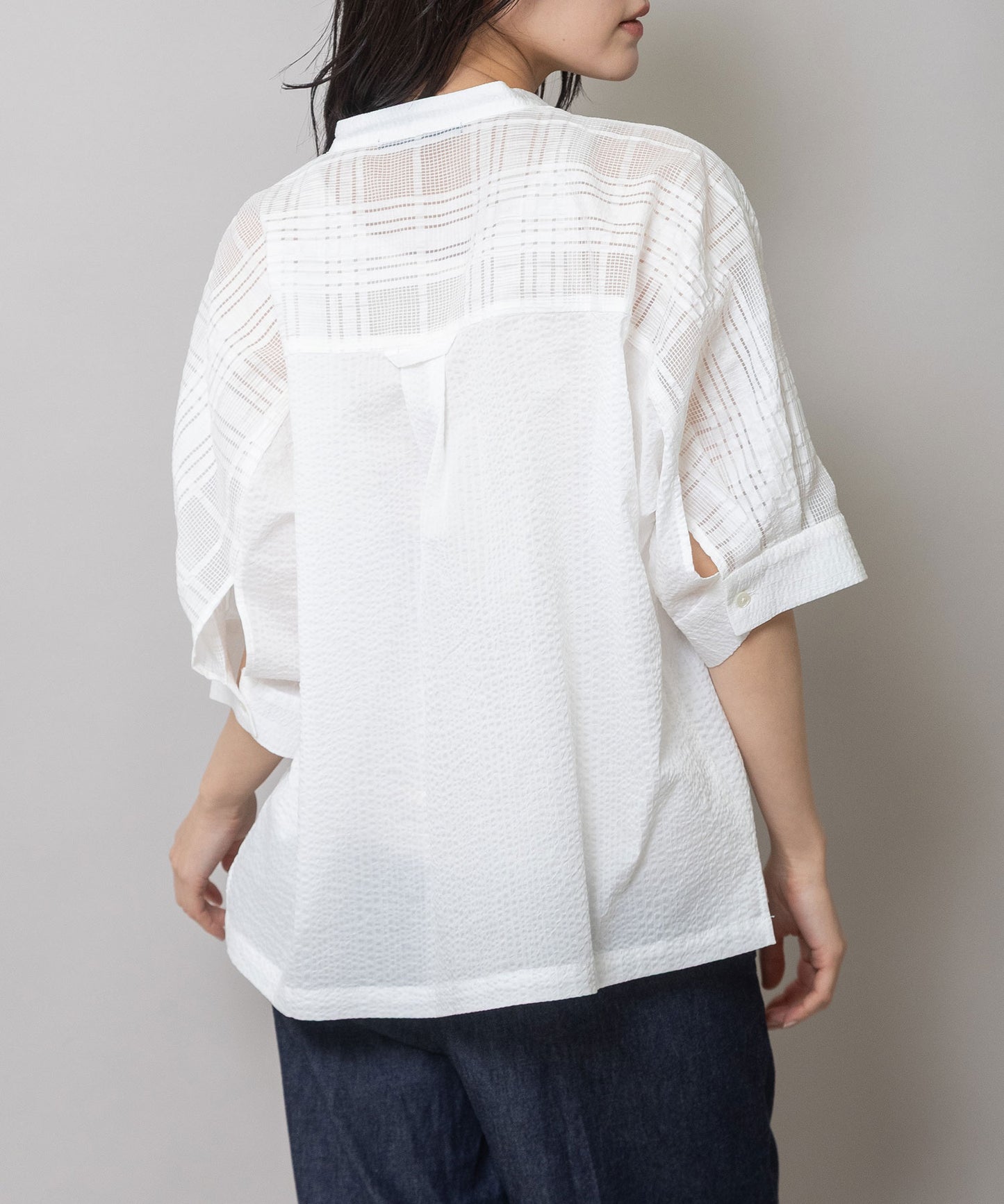 シアージャガードチェック×シワ加工ローンプルオーバーシャツ