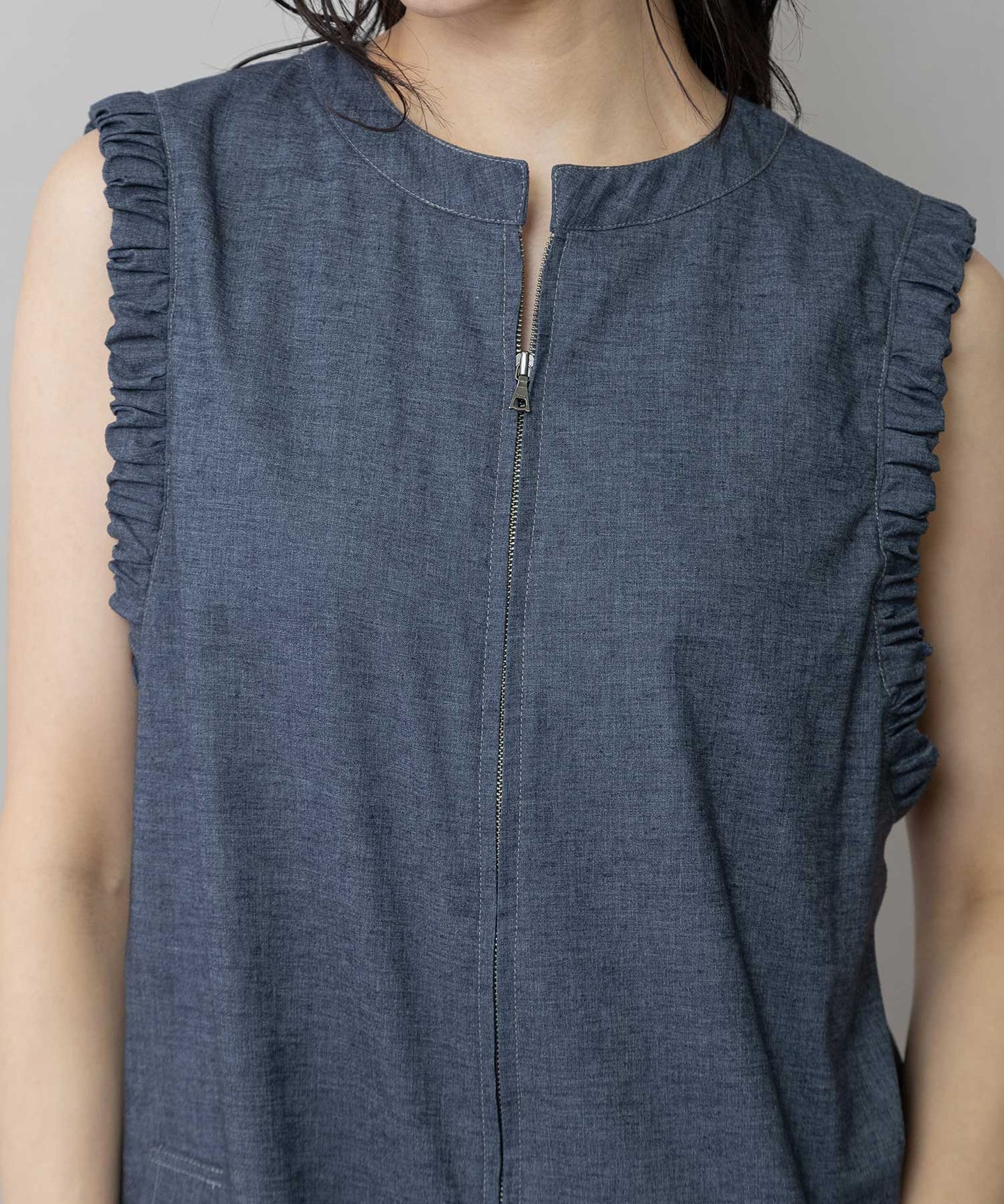 【UVカット】【接触冷感】【速乾性】ヘンプシャンブレーコンビネゾン