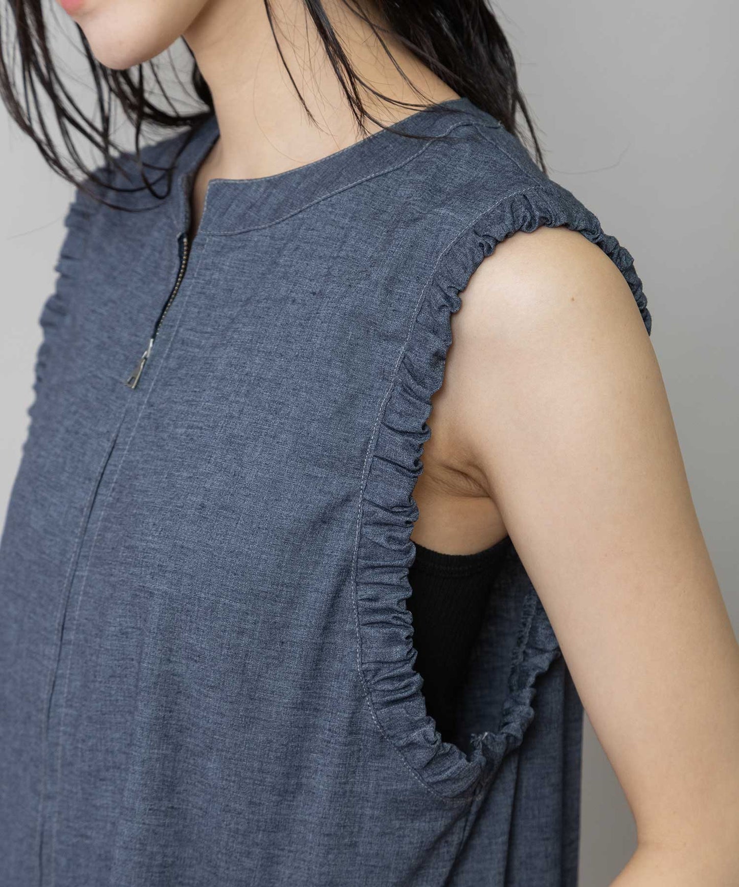 【UVカット】【接触冷感】【速乾性】ヘンプシャンブレーコンビネゾン