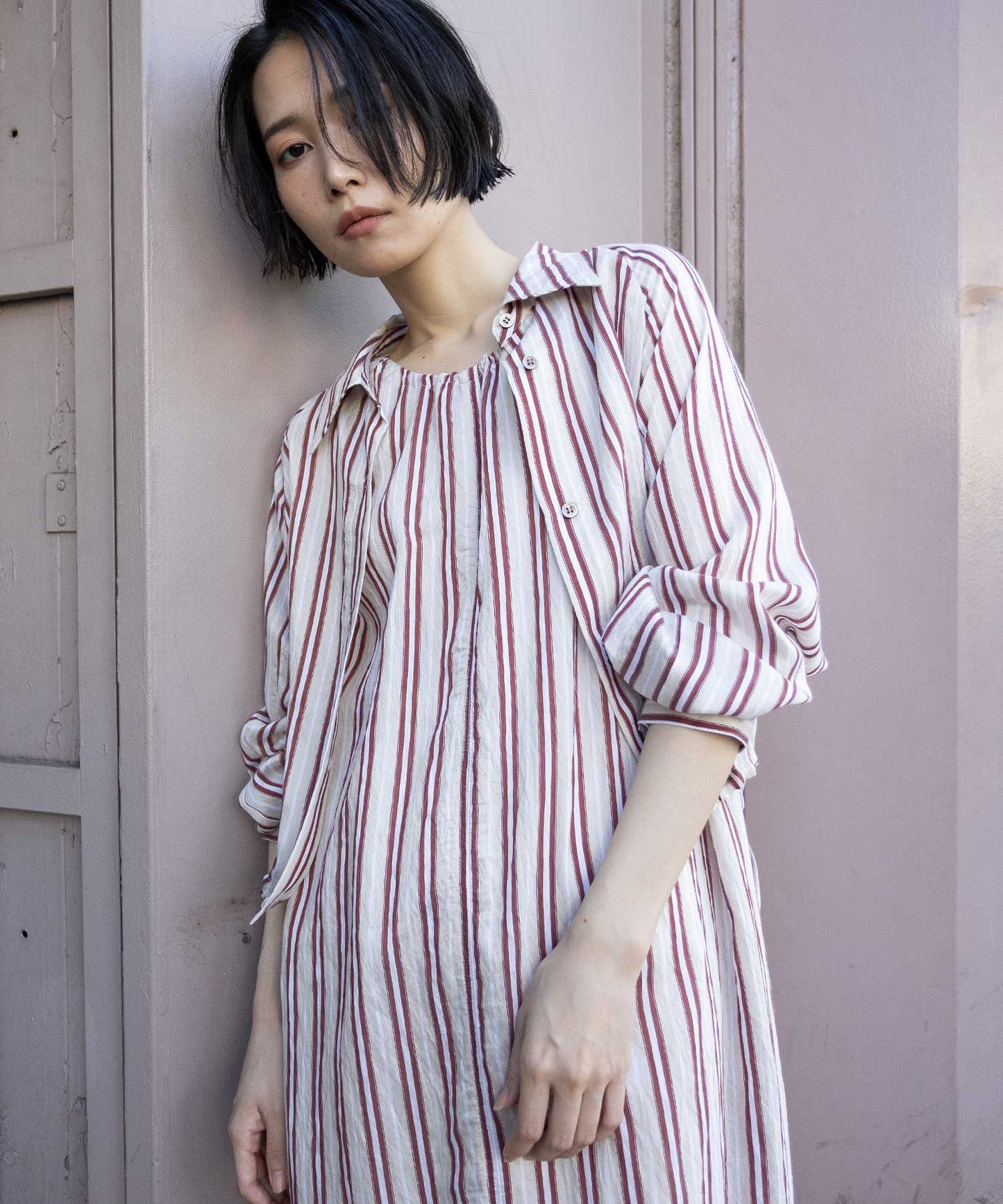【Turkey】ストライプクロップドシャツ