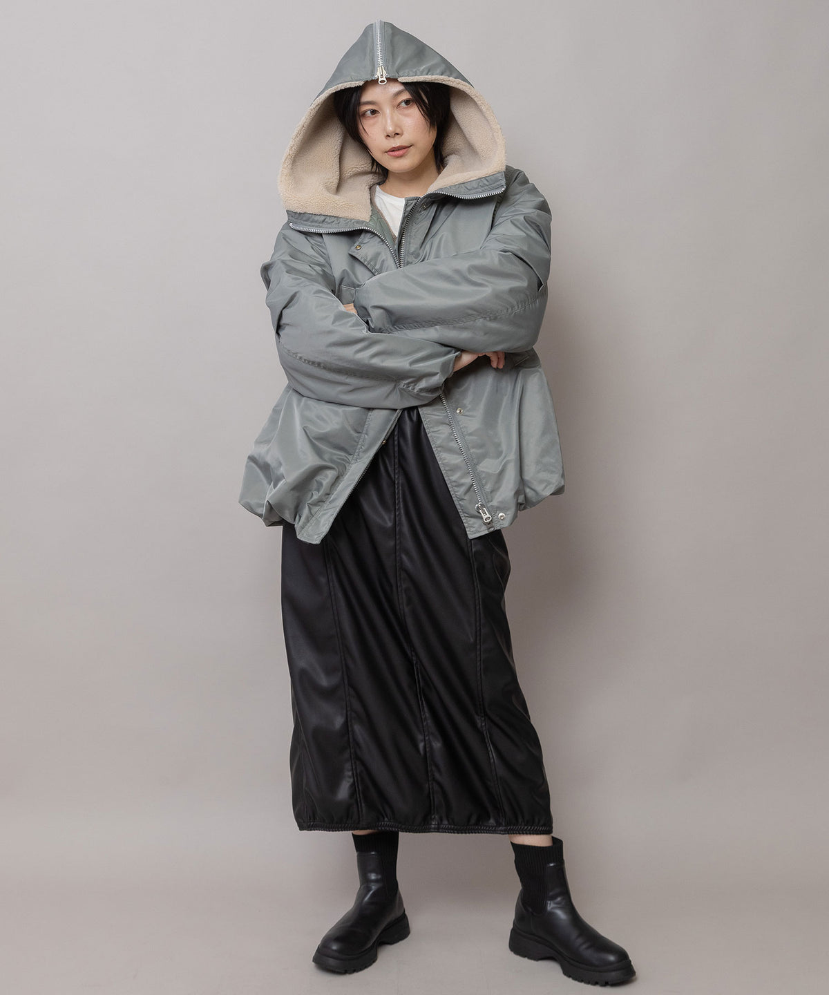 ナイロンツイル×ウールボア バルーンフライトジャケット
