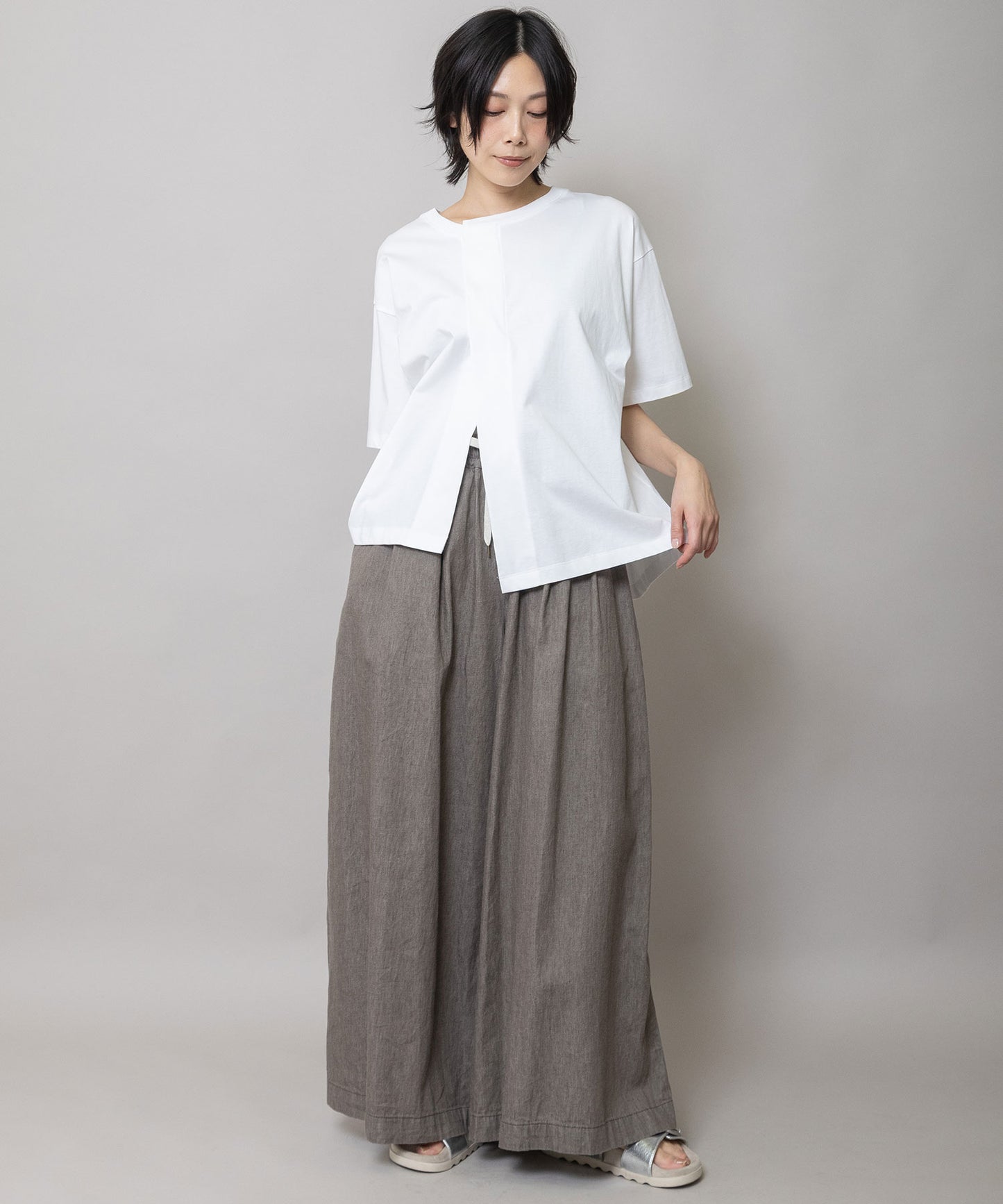 6ozスラブデニムワイドパンツ