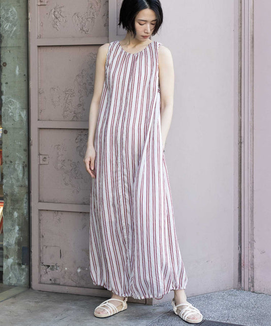 【Turkey】ストライプドローストリングワンピース