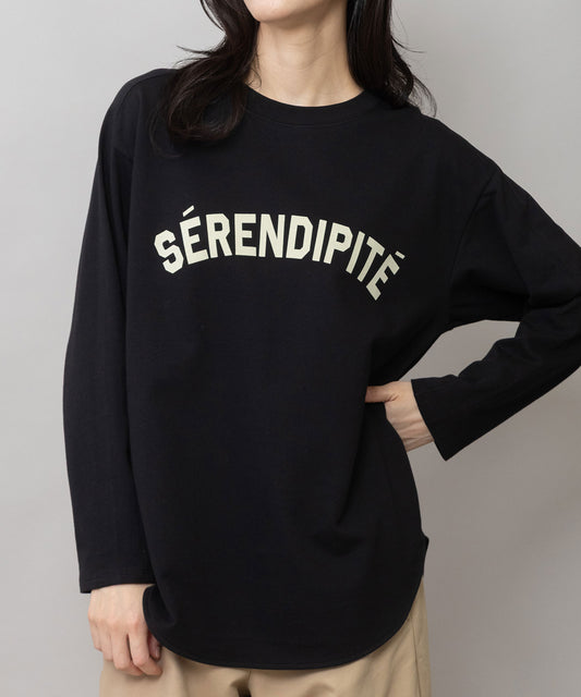ロゴプリント ラウンドヘムロングTシャツ