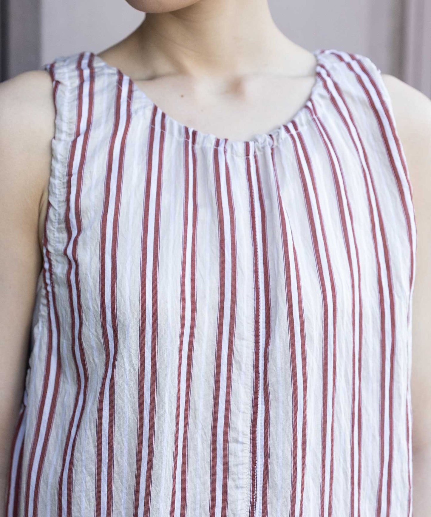 【Turkey】ストライプドローストリングワンピース