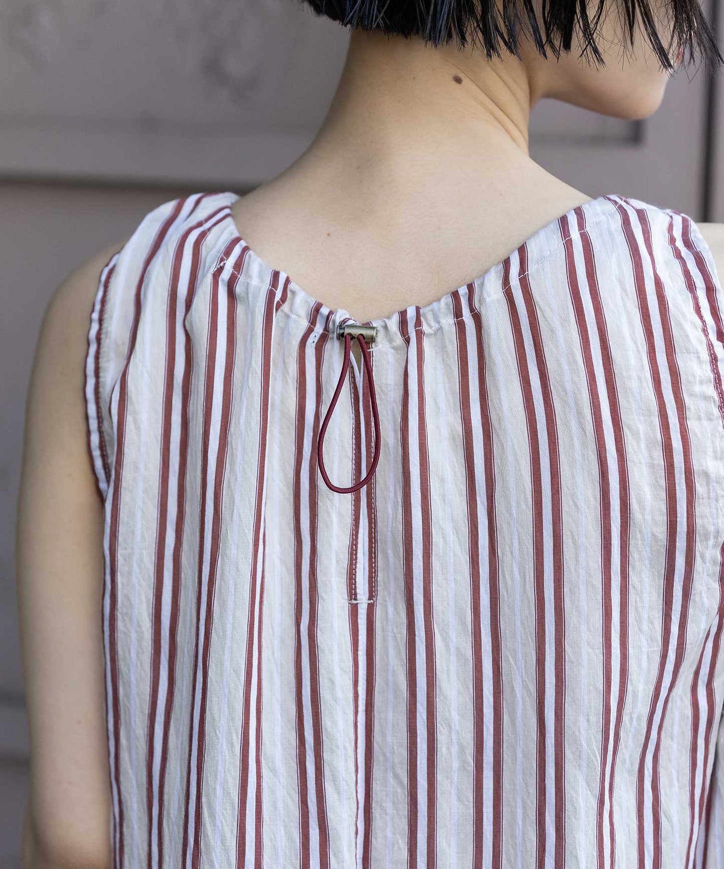 【Turkey】ストライプドローストリングワンピース