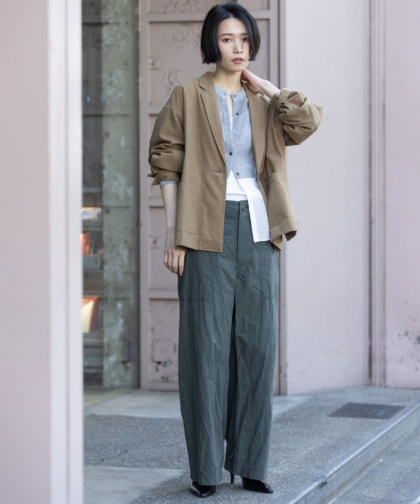 【UVカット】【防シワ】【ウォッシャブル】ストレッチサップジャケット