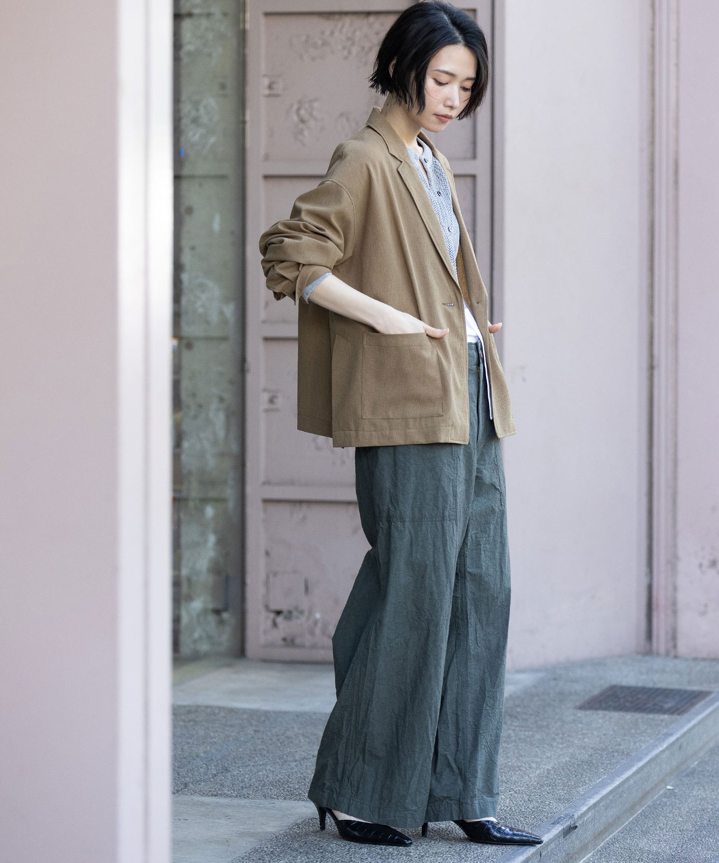 【UVカット】【防シワ】【ウォッシャブル】ストレッチサップジャケット