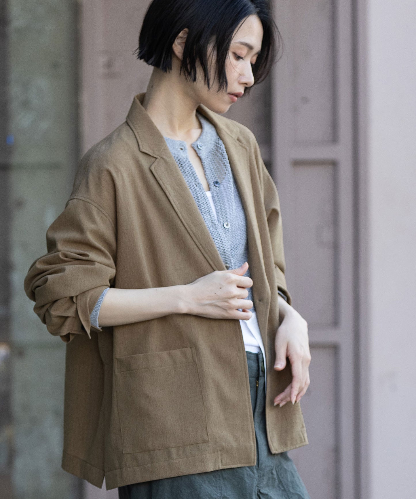 【UVカット】【防シワ】【ウォッシャブル】ストレッチサップジャケット