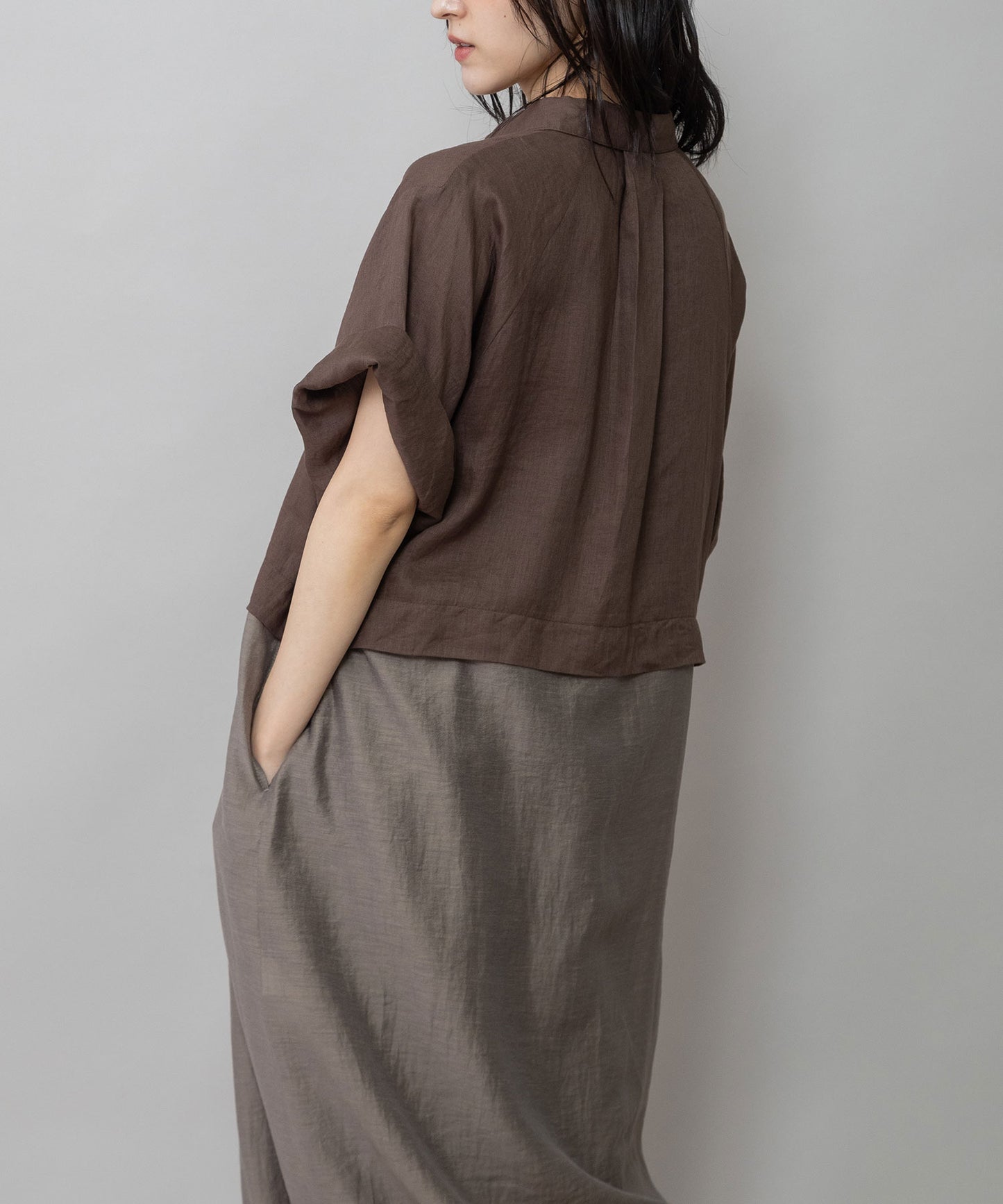 【吸水性】【発散性】60sフレンチリネン×シアーローンドッキングシャツワンピース