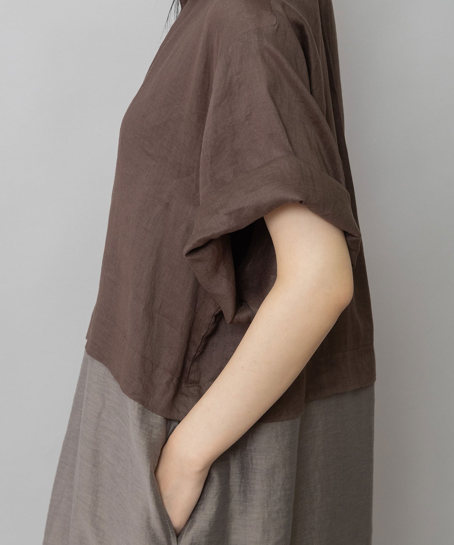 【吸水性】【発散性】60sフレンチリネン×シアーローンドッキングシャツワンピース