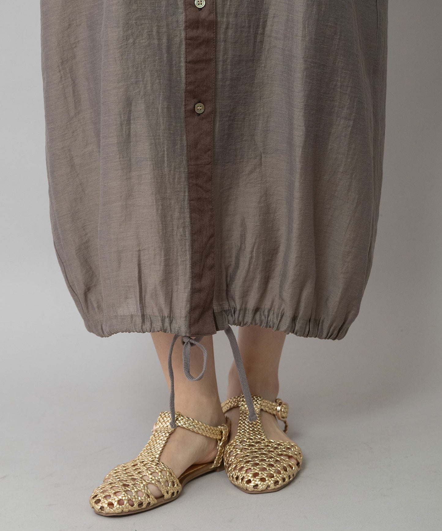 【吸水性】【発散性】60sフレンチリネン×シアーローンドッキングシャツワンピース