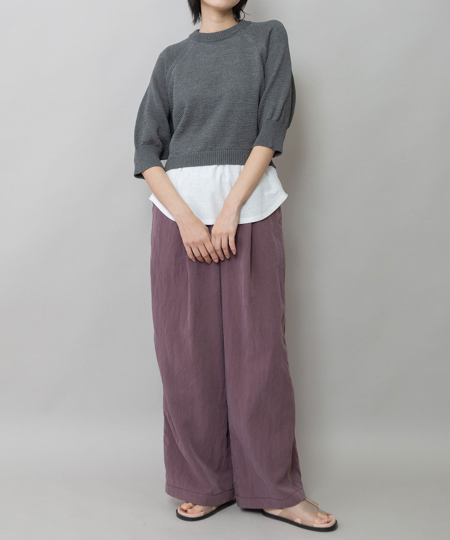 コットンニットバックベルトディテールプルオーバー