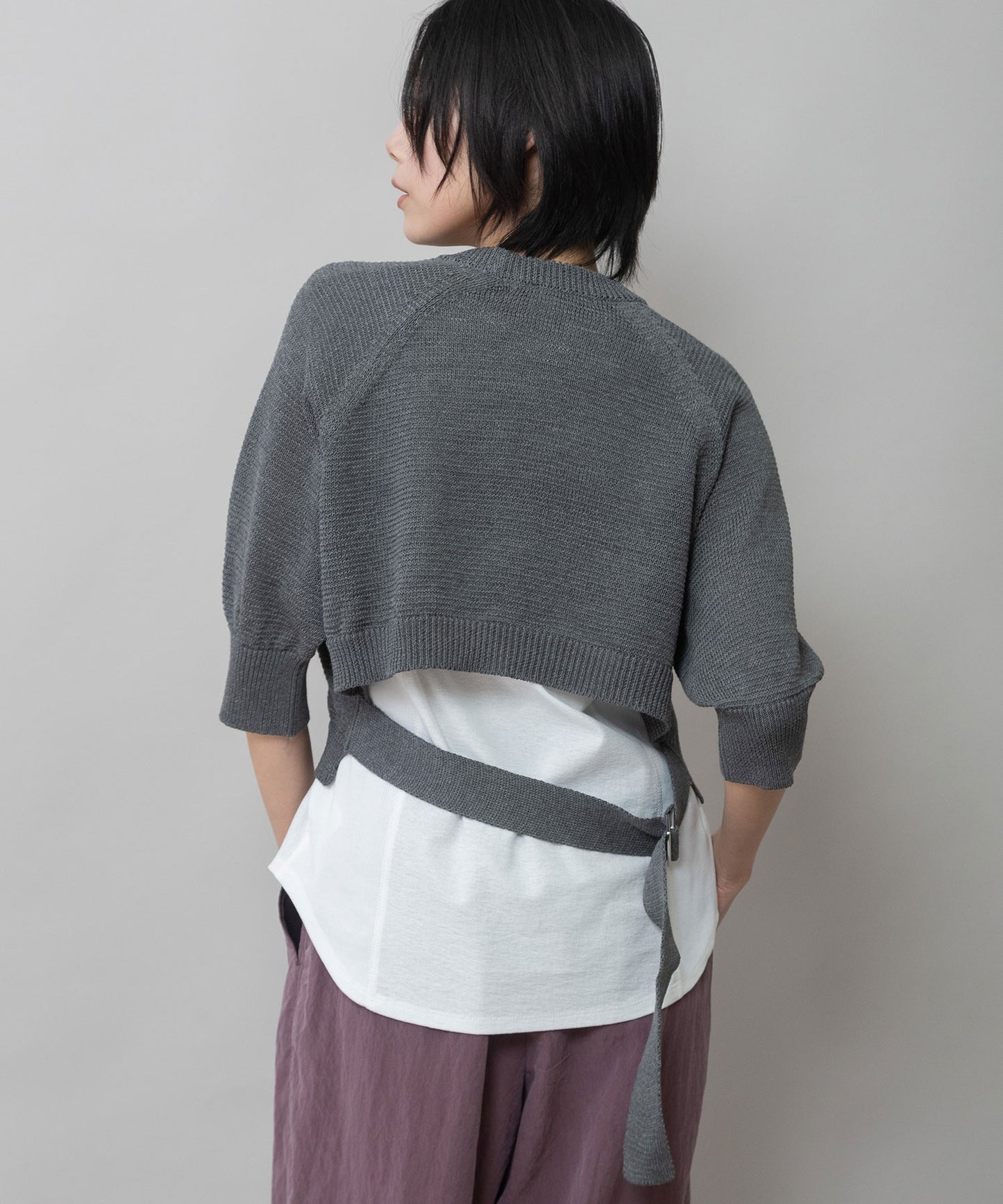 コットンニットバックベルトディテールプルオーバー