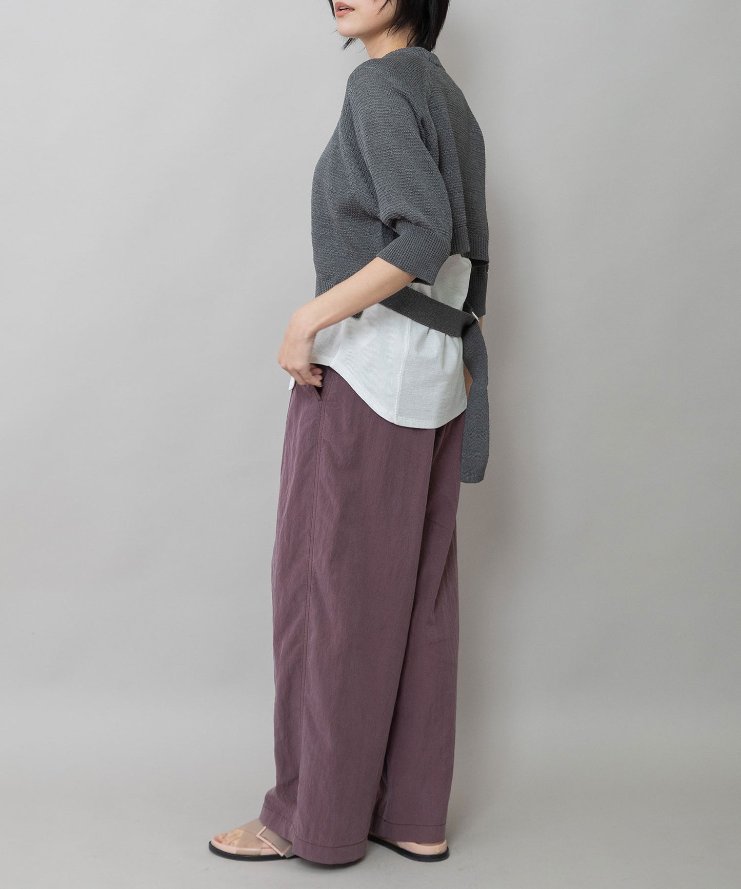 コットンニットバックベルトディテールプルオーバー