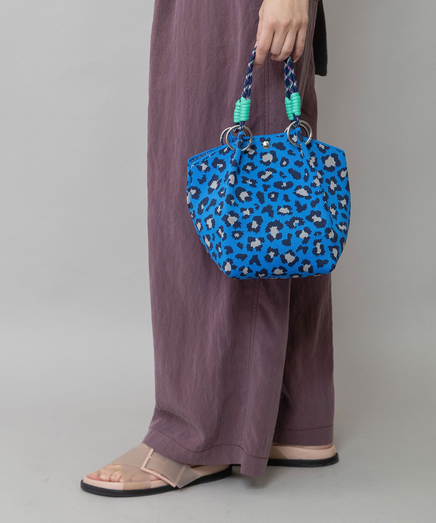 レオパードジャガードハンドバッグ