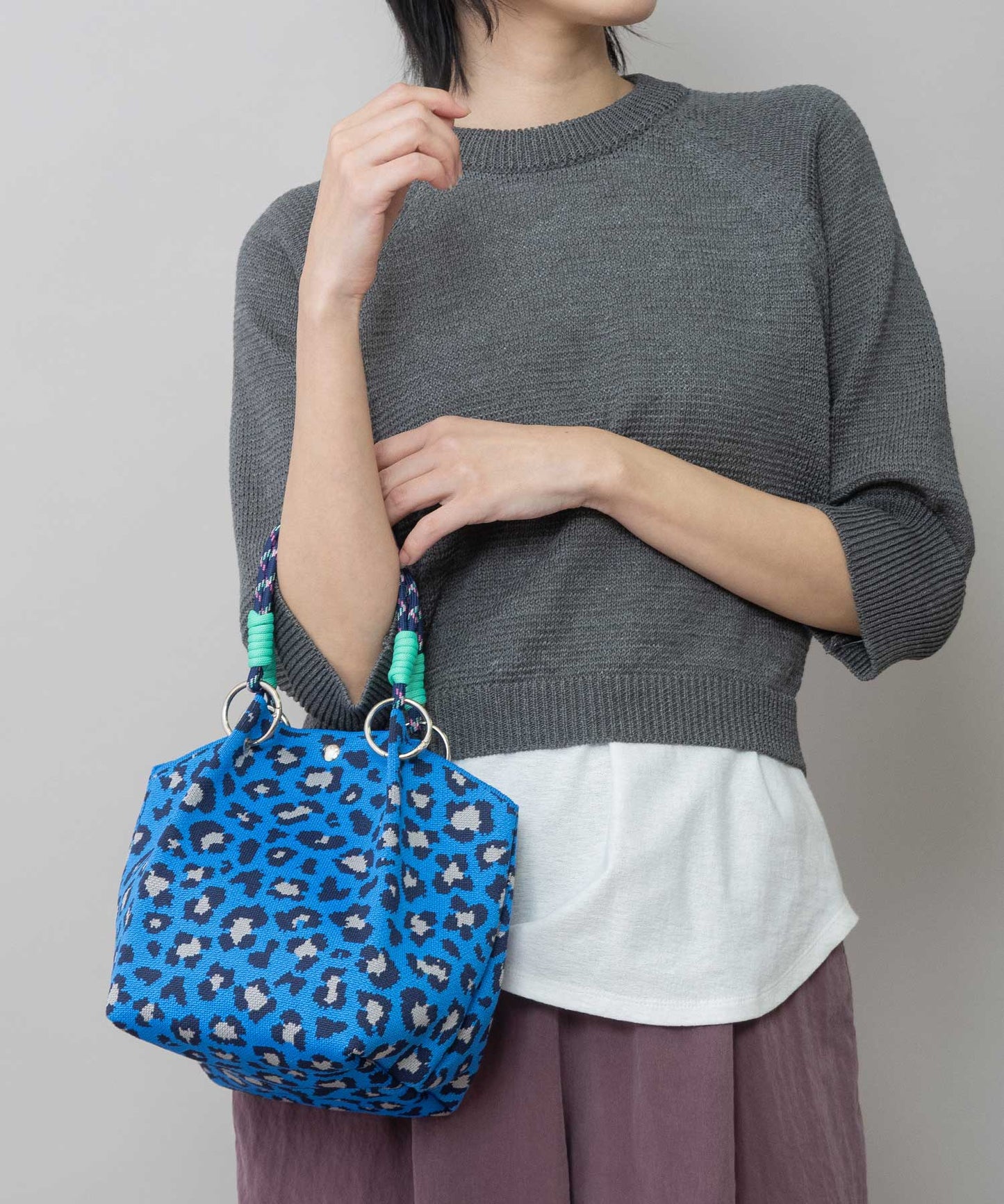 レオパードジャガードハンドバッグ