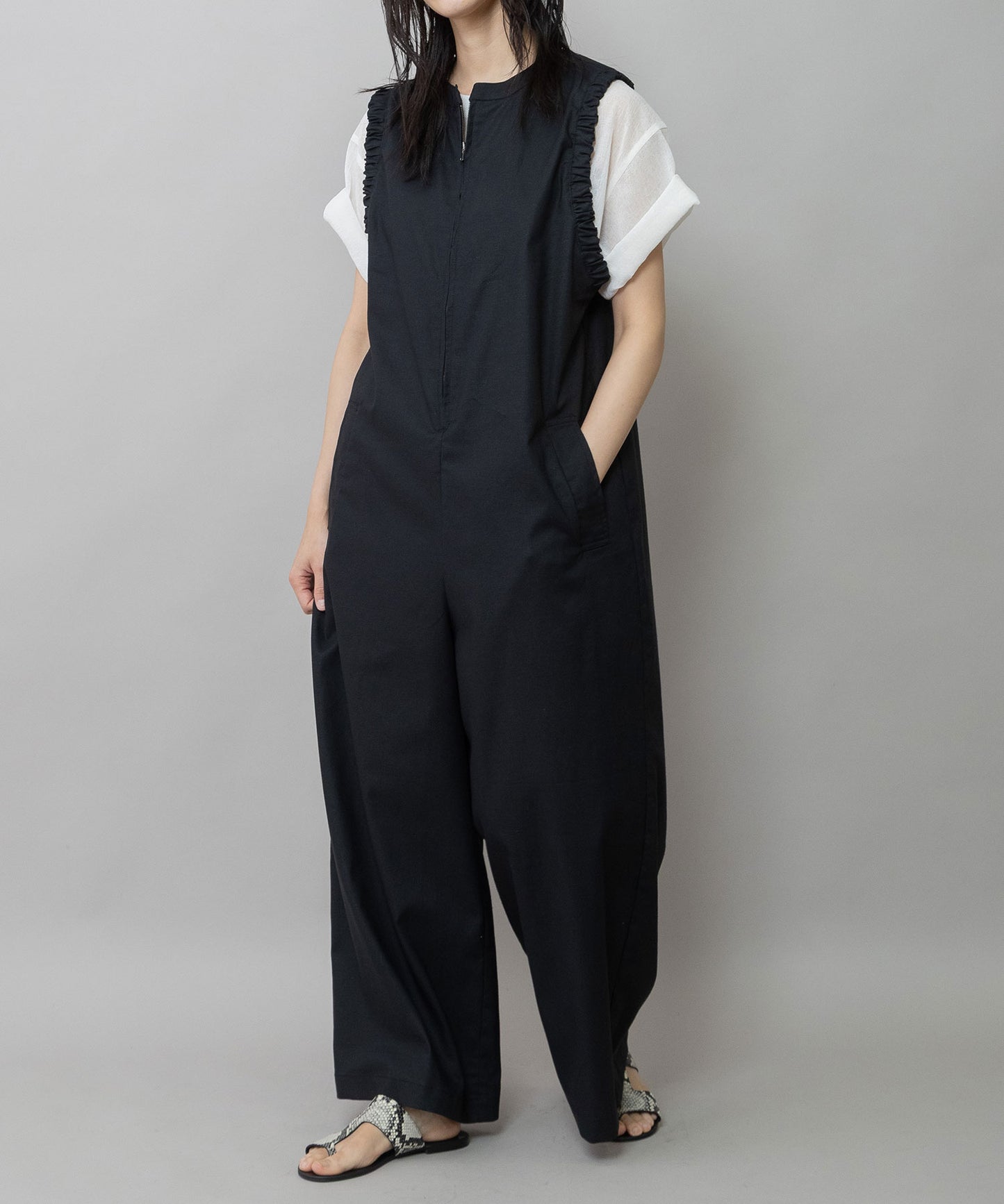 【UVカット】【接触冷感】【速乾性】ヘンプシャンブレーコンビネゾン