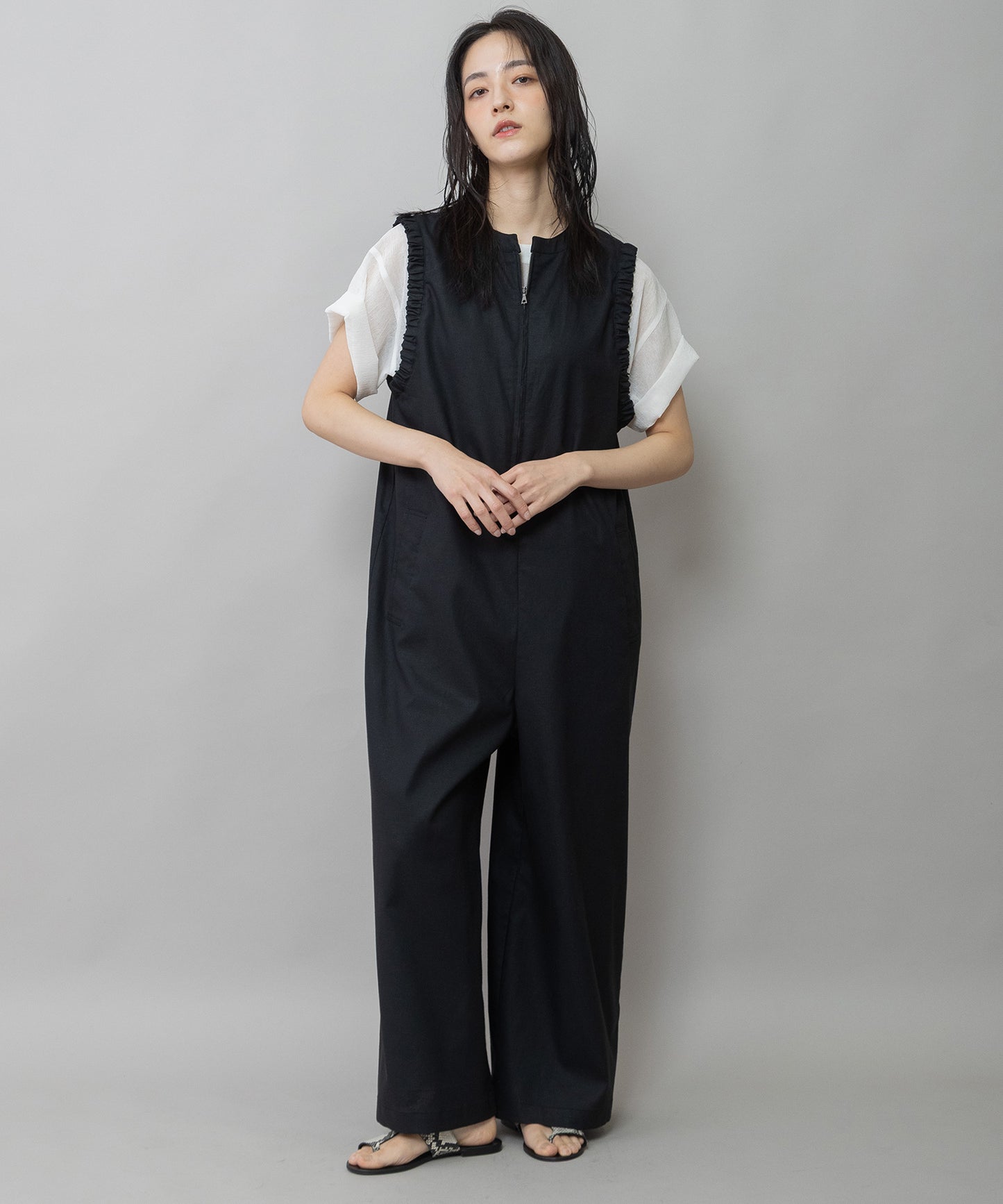 【UVカット】【接触冷感】【速乾性】ヘンプシャンブレーコンビネゾン