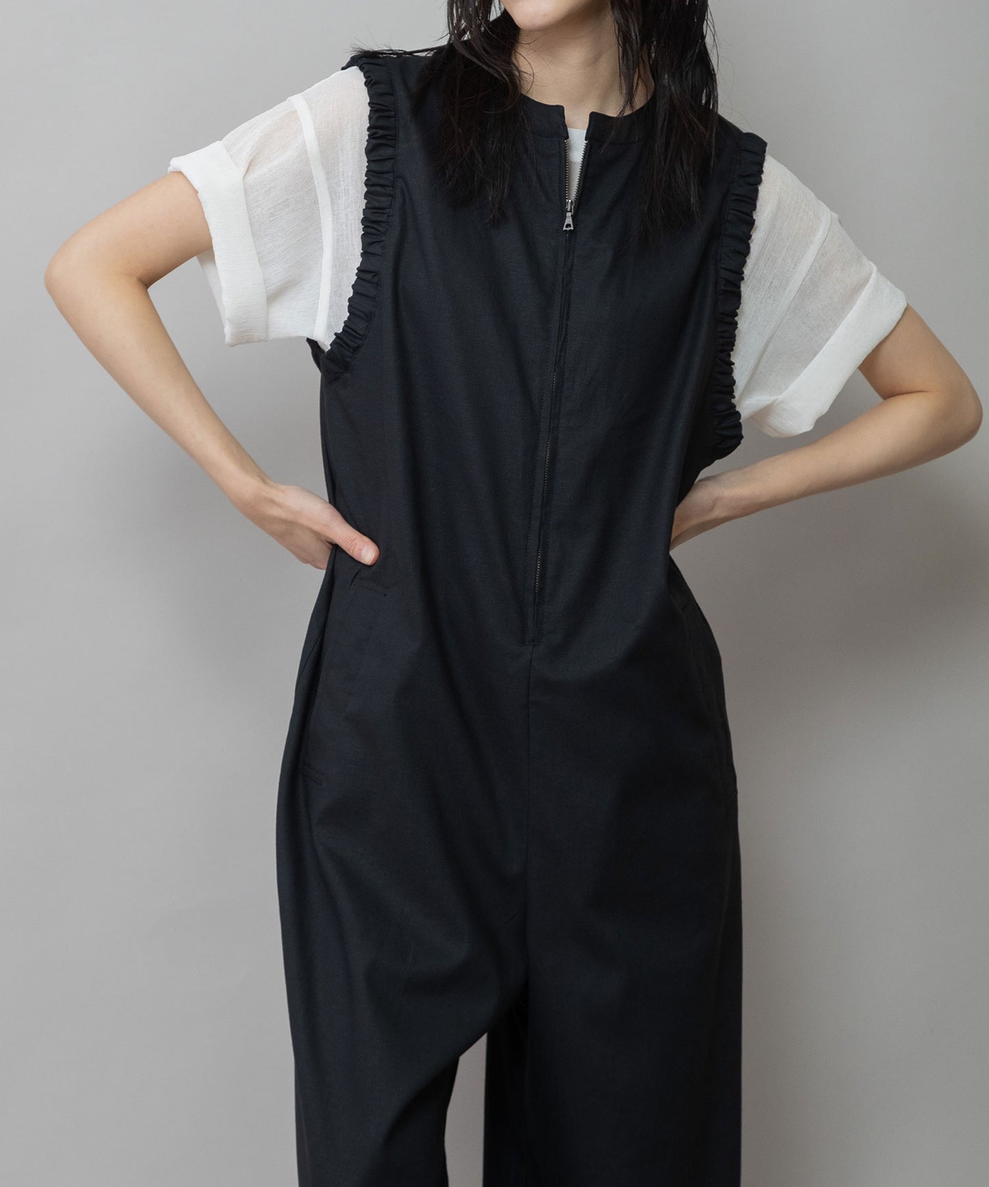 【UVカット】【接触冷感】【速乾性】ヘンプシャンブレーコンビネゾン