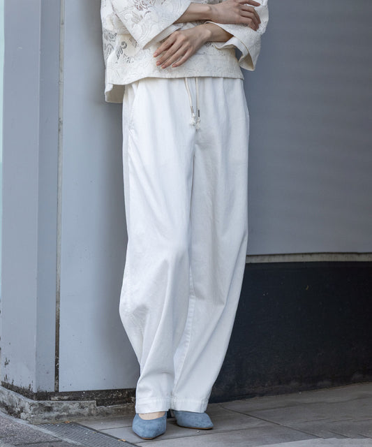 ホワイトデニム＆ヒッコリー ワイドイージーパンツ