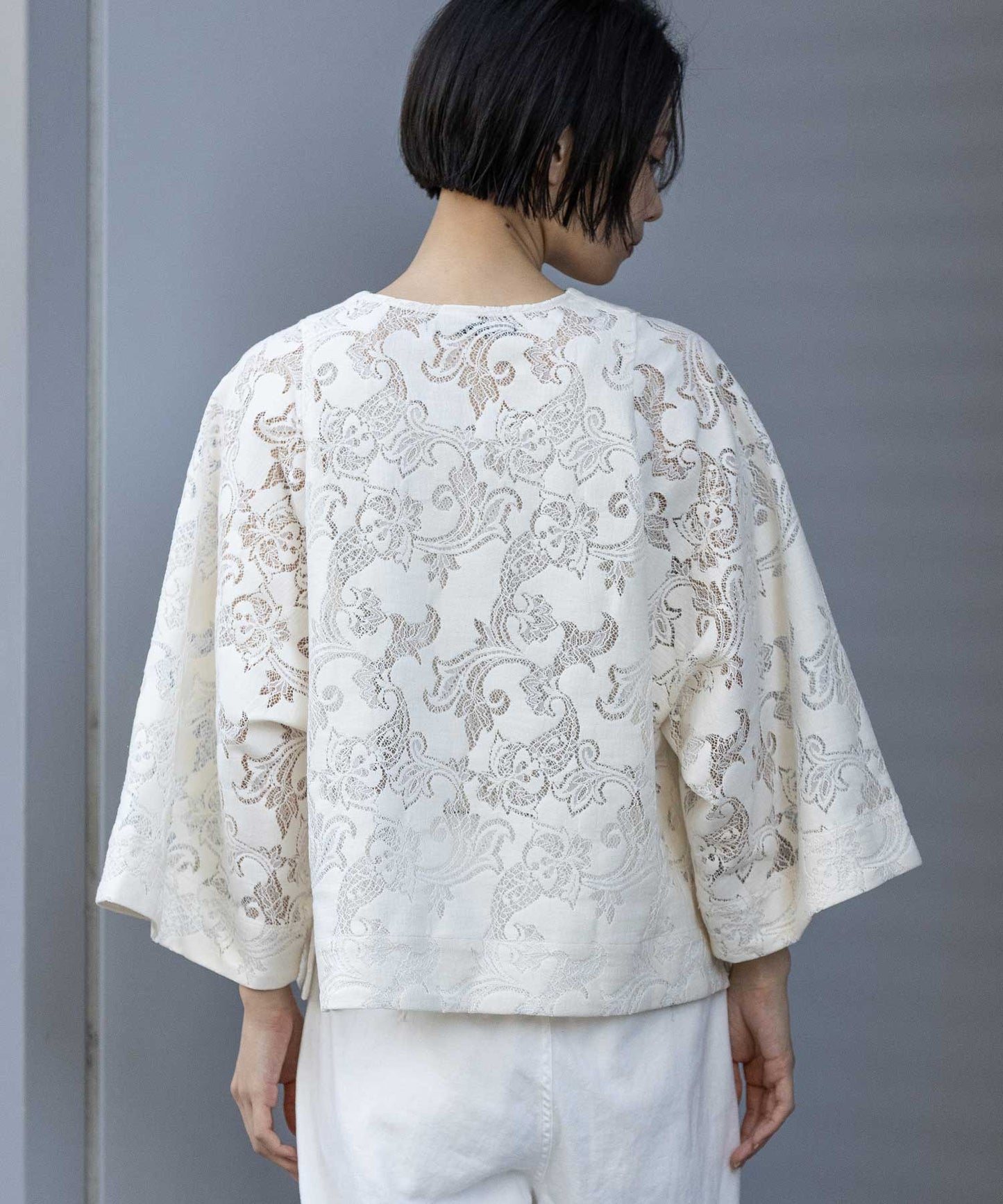 コットンポリエステルレースドッキングブラウス