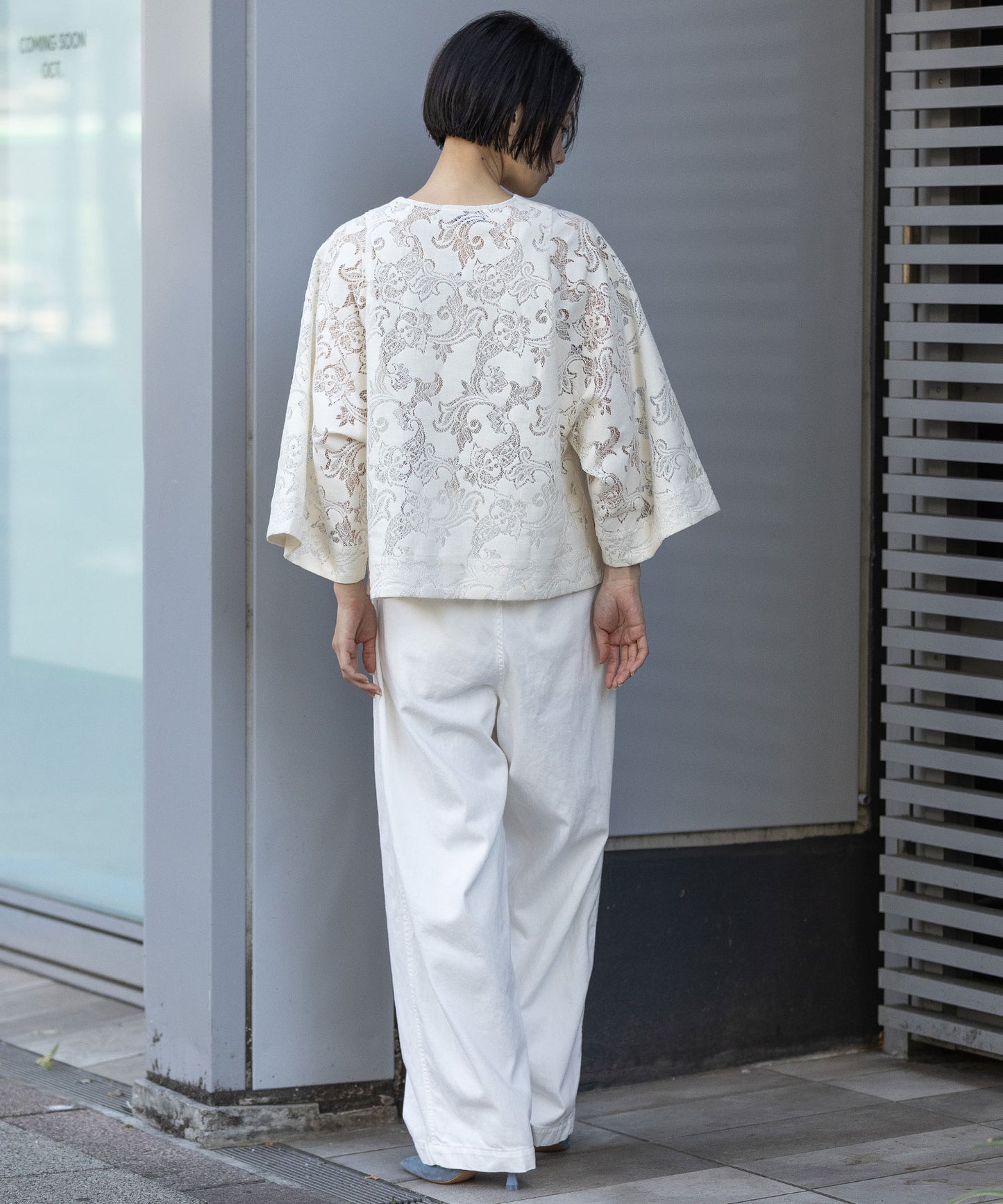 コットンポリエステルレースドッキングブラウス