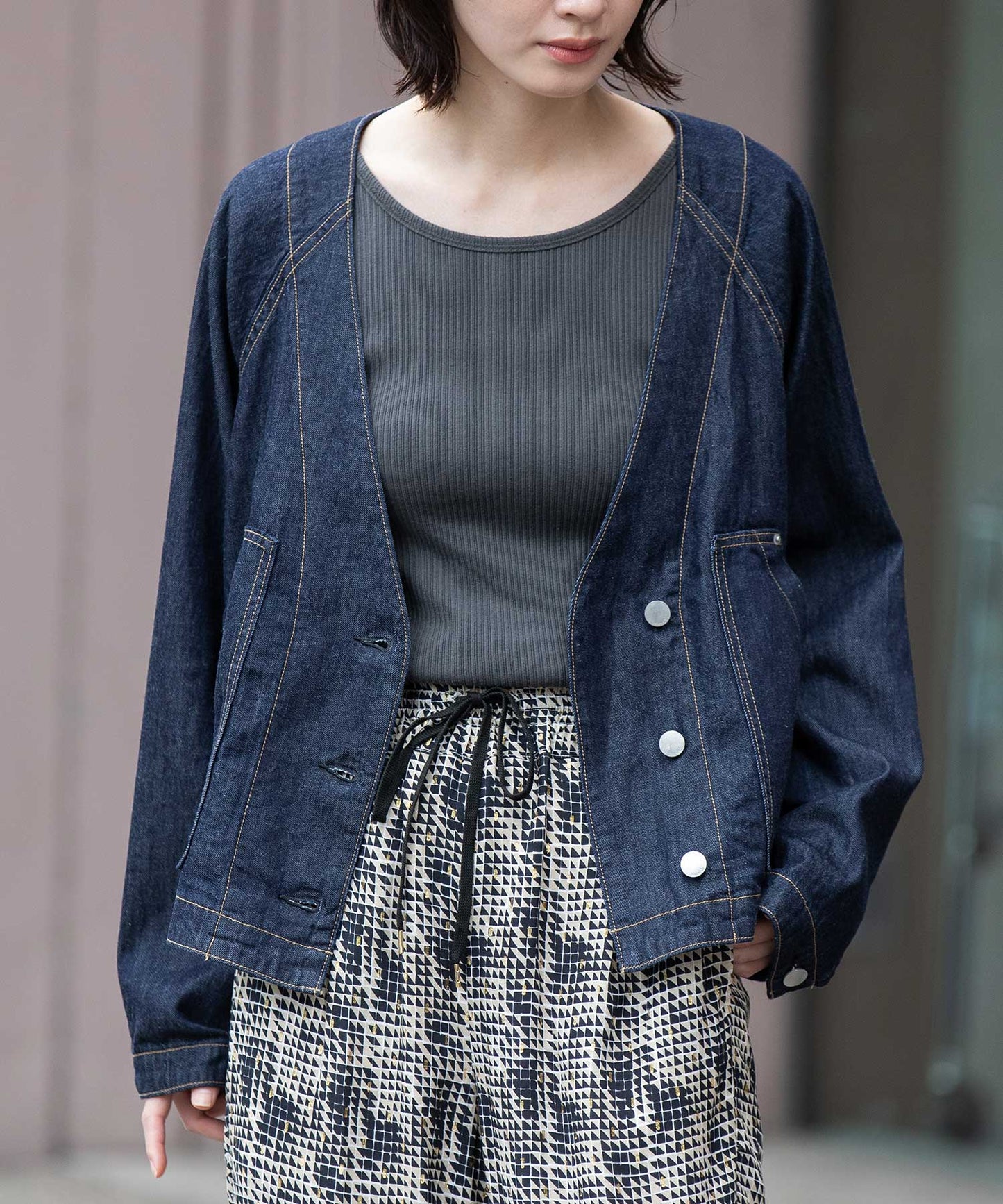 コットンリヨセルデニムコンパクトジャケット