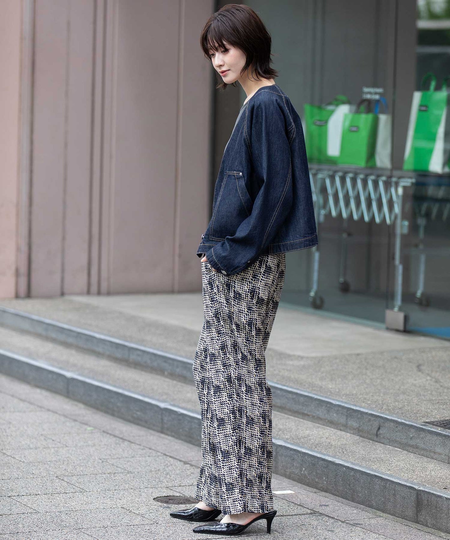 コットンリヨセルデニムコンパクトジャケット