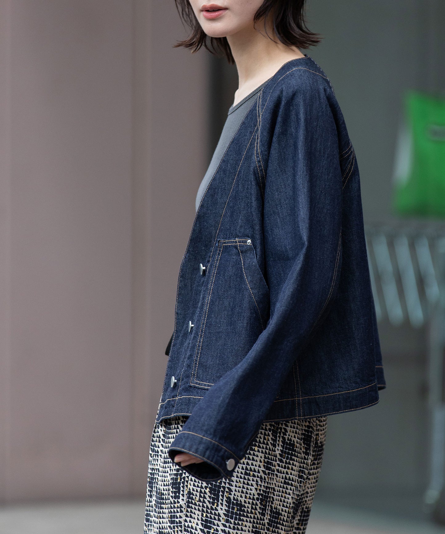 コットンリヨセルデニムコンパクトジャケット