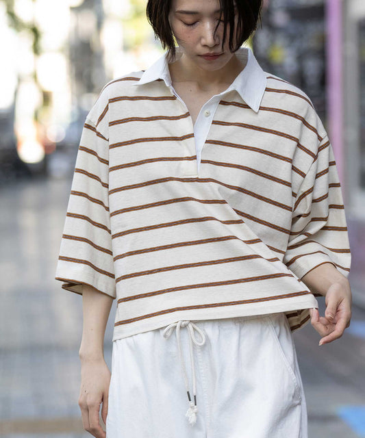 オールドコットンボーダージャージーポロシャツ
